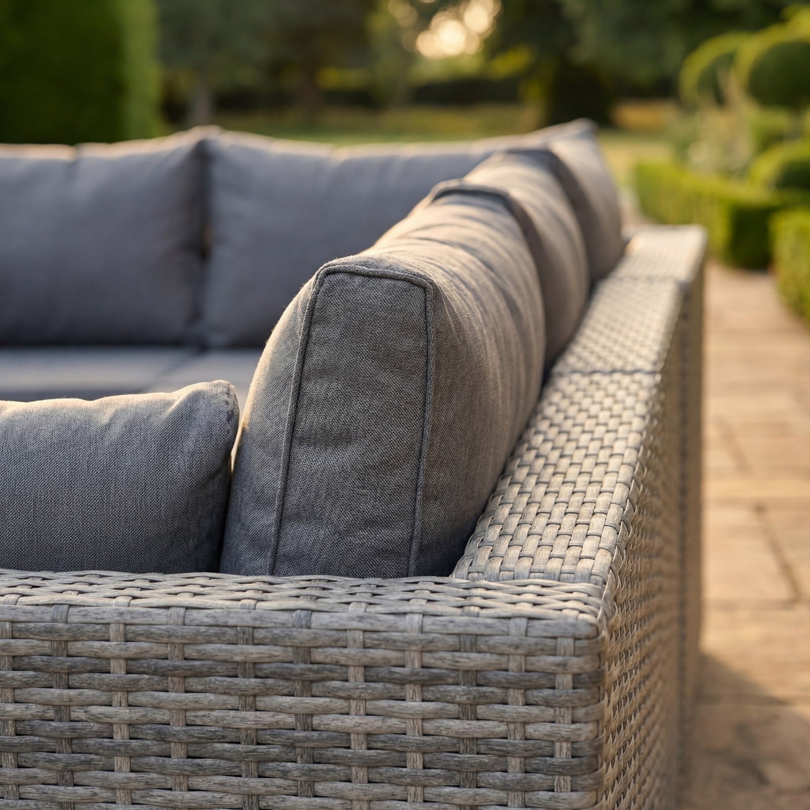 Oliena 10 Seat Modular Rattan Large U-shape Garden Furniture | 9 Piece | Grey