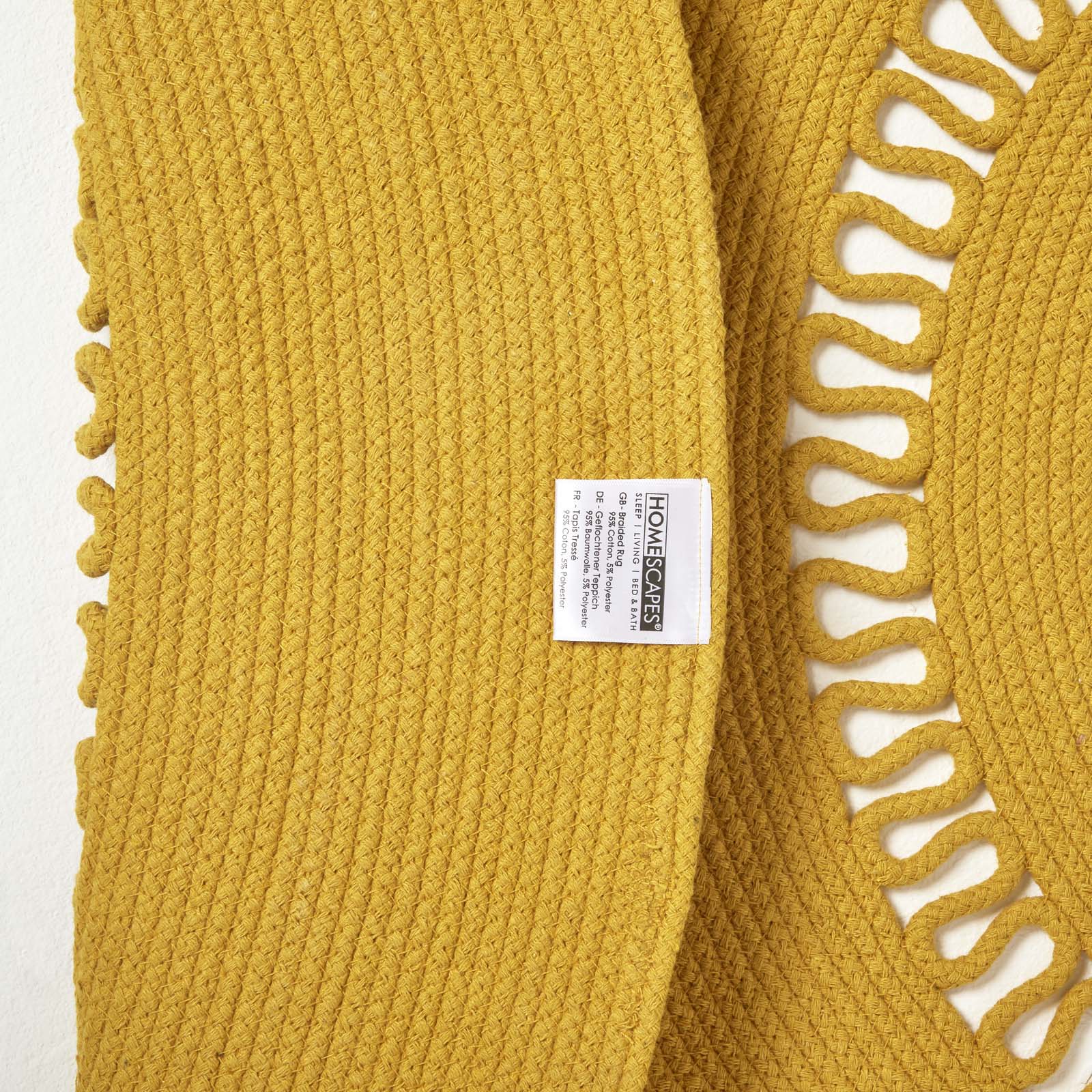 Crochet Braided Round Rug | 120cm | Mustard