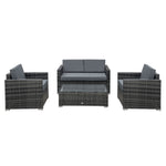 4 Pieces Rattan Sofa Set Chair Seat Furniture Patio Wicker | Gray