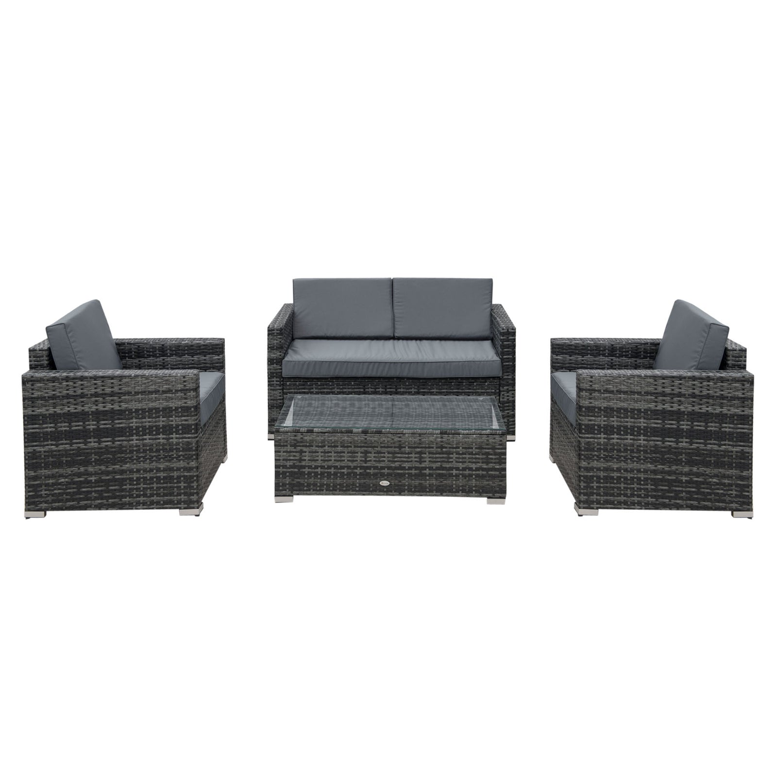4 Pieces Rattan Sofa Set Chair Seat Furniture Patio Wicker | Gray