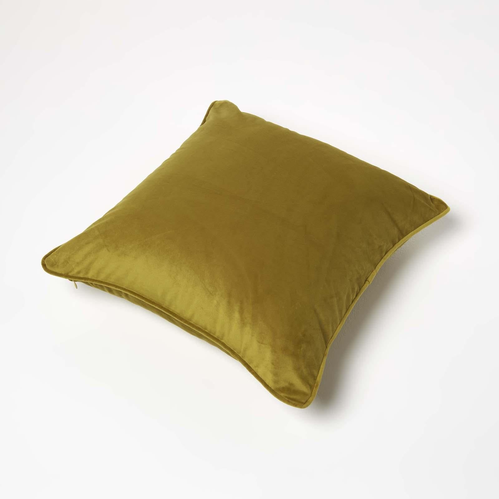 Filled Velvet Cushion With Piped Edge 46 X 46 Cm | 45cm x 45cm | Gold