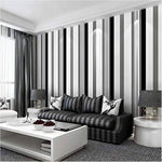 Modern Black White Grey Striped Non-woven Wallpaper