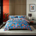 Citrus Fruits  200 Thread Count Printed Reversible Cotton Rich Duvet Cover Set | King | Blue