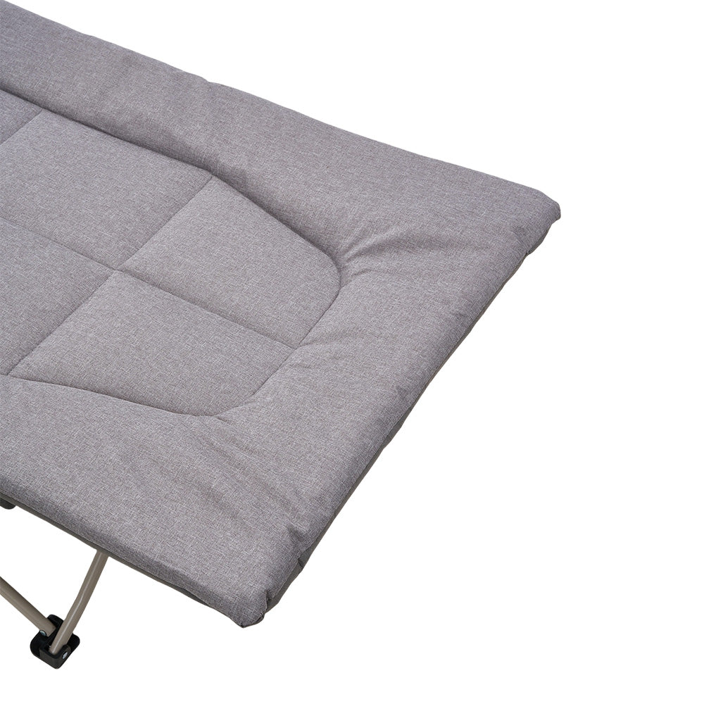 Folding Camping Cot With Mattress & Headres，wide Outdoor Camp Bed For Travel Hiking Indoor Use | Grey