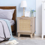 Nightstand Rattan Bedside Table Storage Cupboard