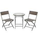 3 Pieces Bistro Set Rattan Furniture Garden Patio Steel
