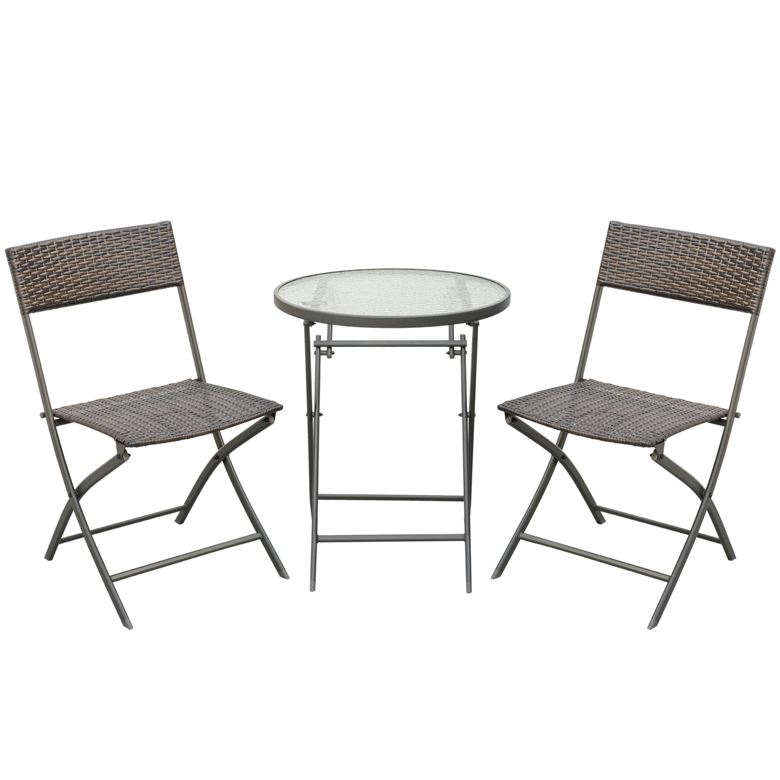 3 Pieces Bistro Set Rattan Furniture Garden Patio Steel