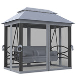 3 Person Canopy Gazebo Swing Outdoor Patio Lounge W/ Mesh Walls