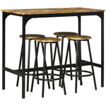5 Piece Bar Table And Stools Set With Metal Frame | Brown