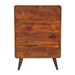 Solid Mango Wood 2 Over 3 Curved Chestnut Chest