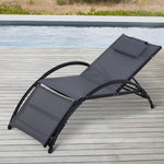 Outsunny Sun Lounger Half Circle Arms Adjustable Head Footrest