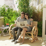 Outsunny Wooden Garden Bench Outdoor Loveseat With High Back, Natural Wood
