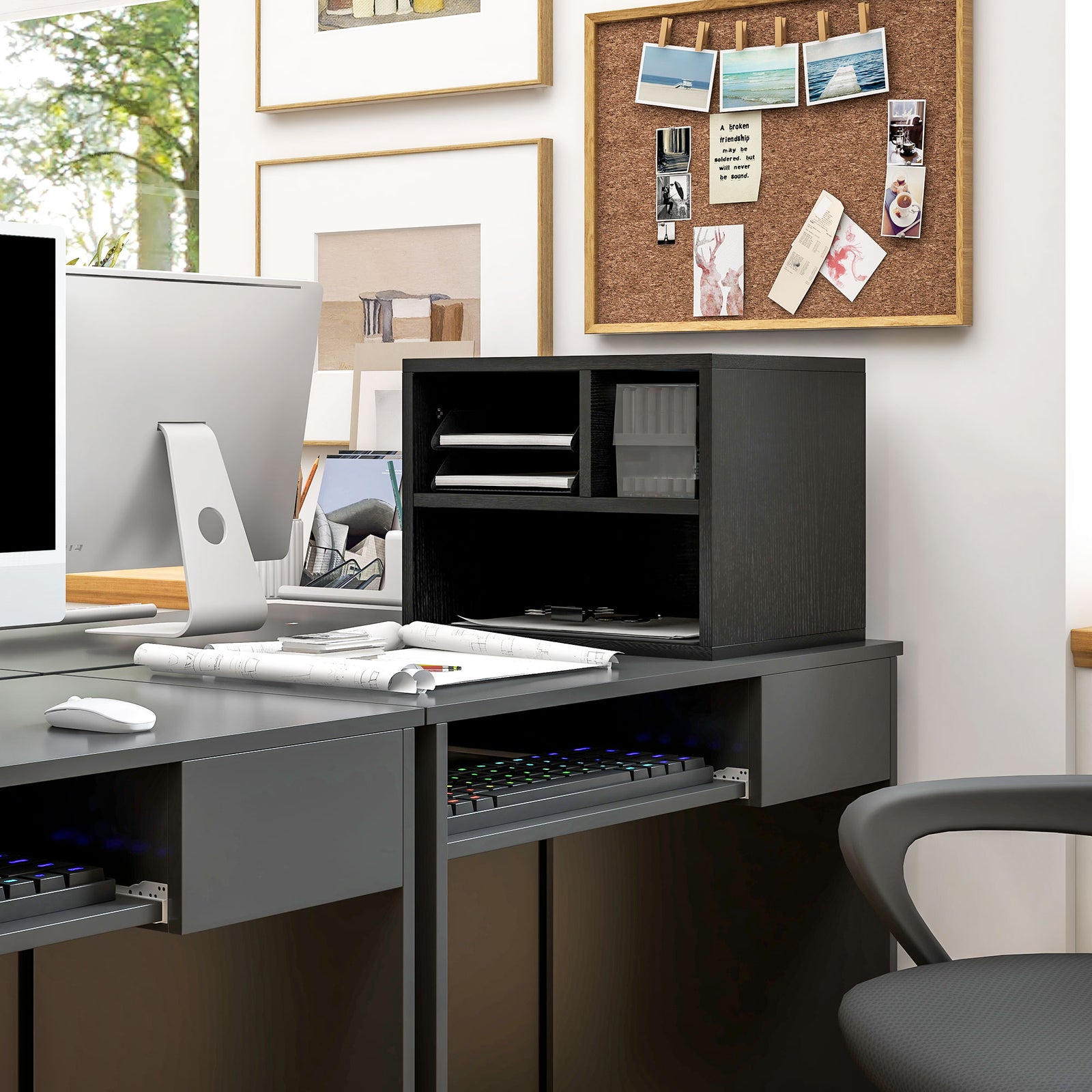 Printer Stand With Storage Printer Cart On Wheels Office | One Size | Black