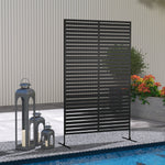 Outsunny Outdoor Privacy Screen, Freestanding Outdoor Divider, Striped Black