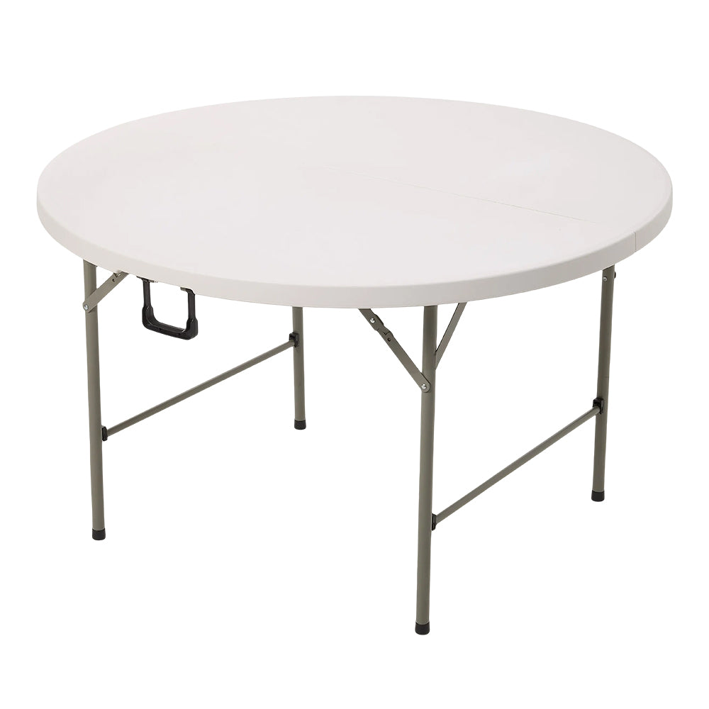 1.2m White/Grey Round Folding Table With Handle | One Size | White