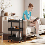 3 Tier Rolling Utility Cart With 3 Mesh Basket | One Size | Black