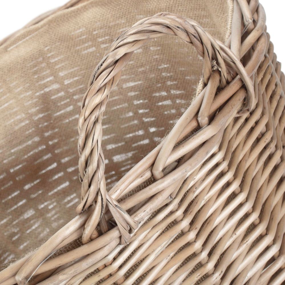 Chestnut Finish Wicker Round Lined Log Basket | Medium | Natural