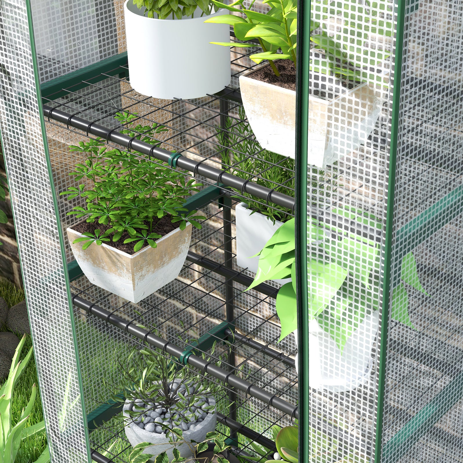 5 Tier Mini Greenhouse Grow House W/ Roll Up Door | White