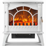 3-sided Glass Electric Fire Fan Heater With Flame Effect | White