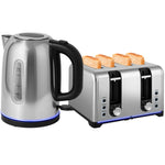 4 Slice Wide Slot Toaster And 1.7l Rapid Boil Kettle Set | Silver