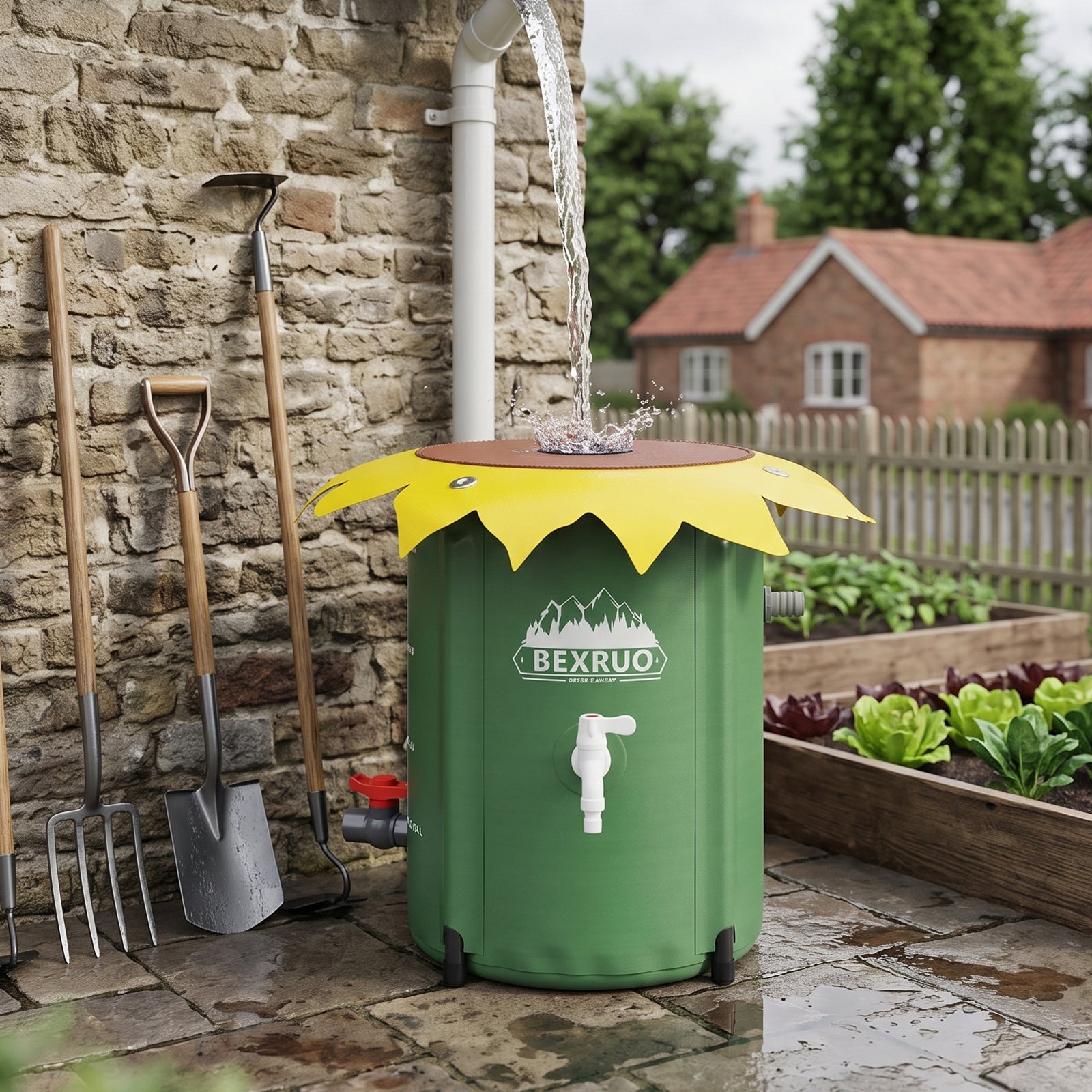 Breeins 50l Collapsible Rain Barrel With Spigot & Overflow