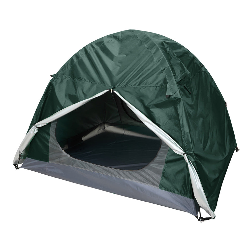 2-person Camping Tent, All-season Outdoor Tent With Aluminium Poles, Mesh Ventilation, Dual Doors, And Groundsheet | Dark Green