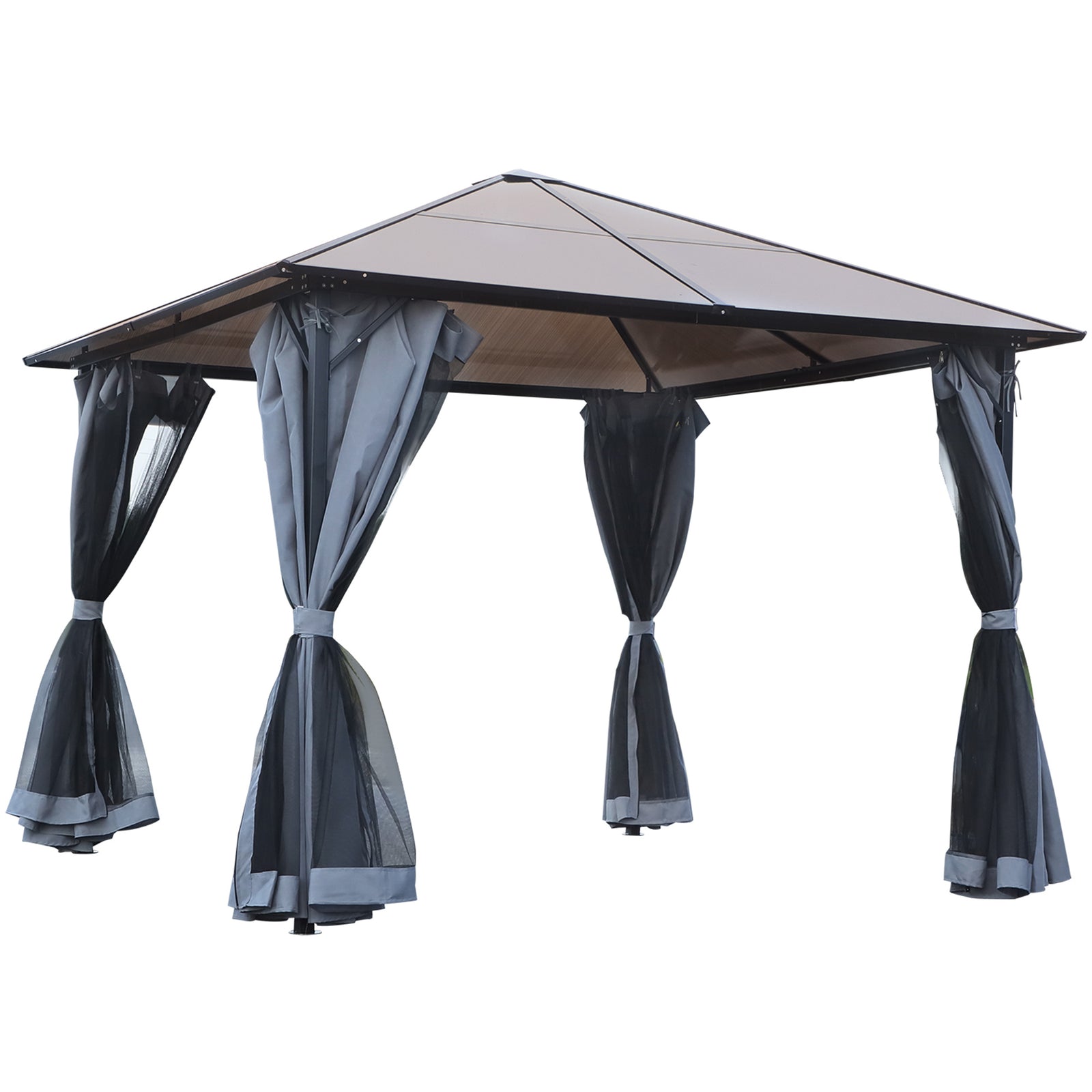 Pc Hardtop Gazebo With Aluminium Frame And Curtains | Small
