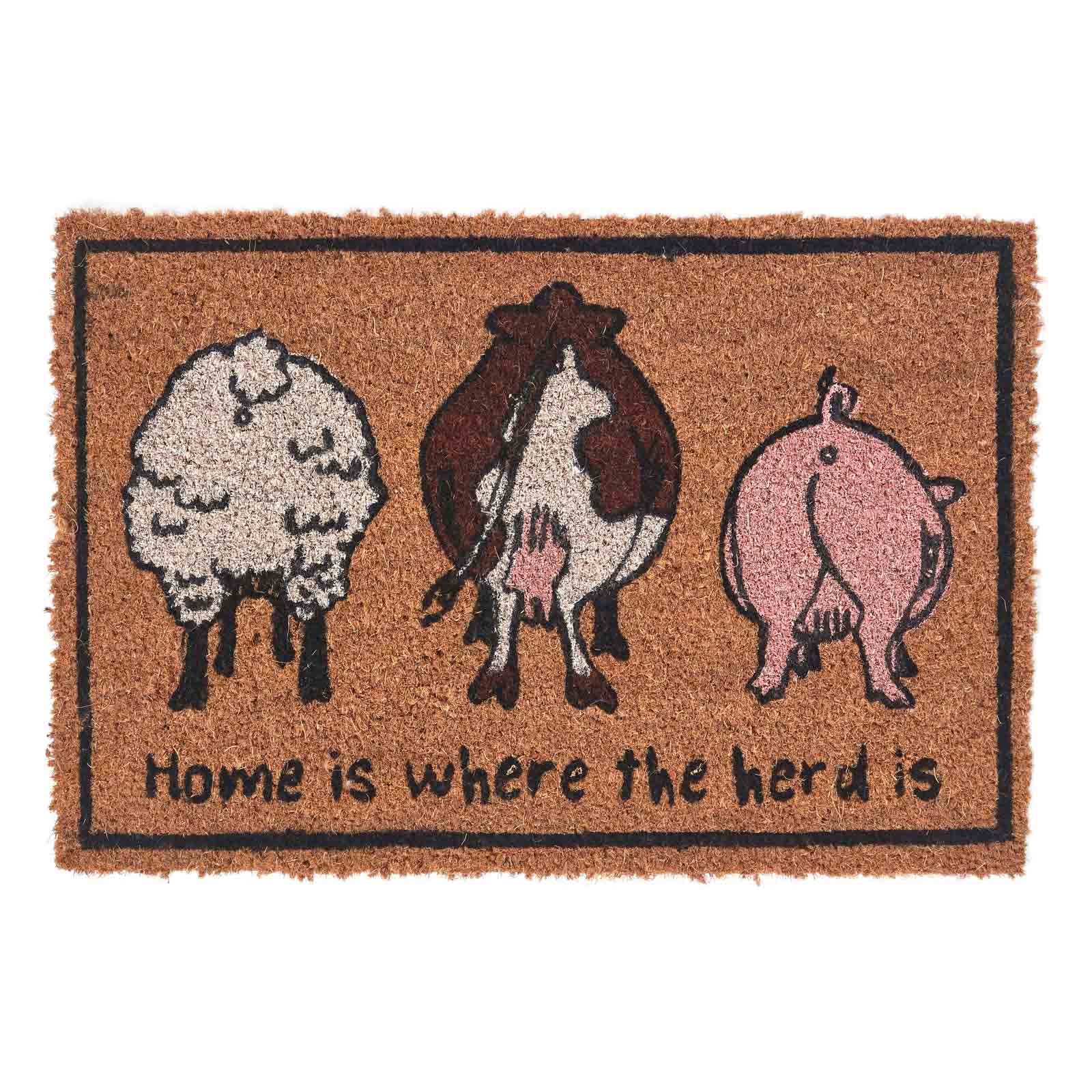 HOMESCAPES Farm Animal Coir Non-slip Doormat