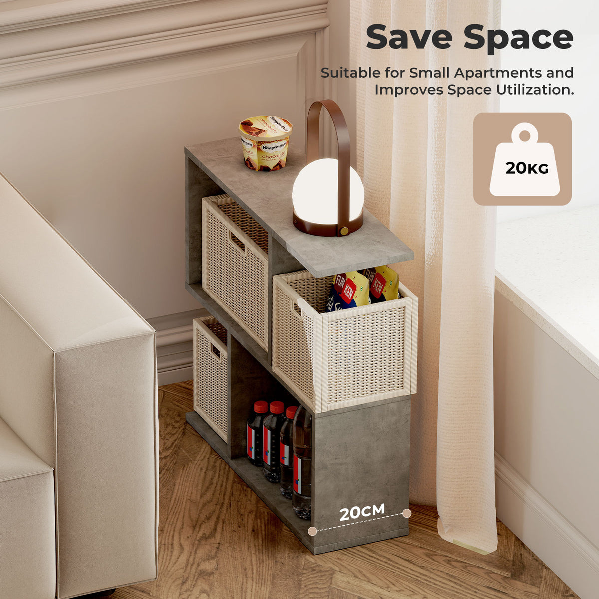 Levede Narrow Side Table Slim End Sofa Table Living Room Storage Modern
