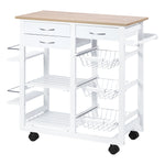 HOMCOM Serving Cart Kitchen Island Mobile Utility Cart