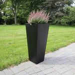Zinc Galvanised Tall Flared Tapered Square Planter | 30cm x 30cm x 70cm | Matte Black