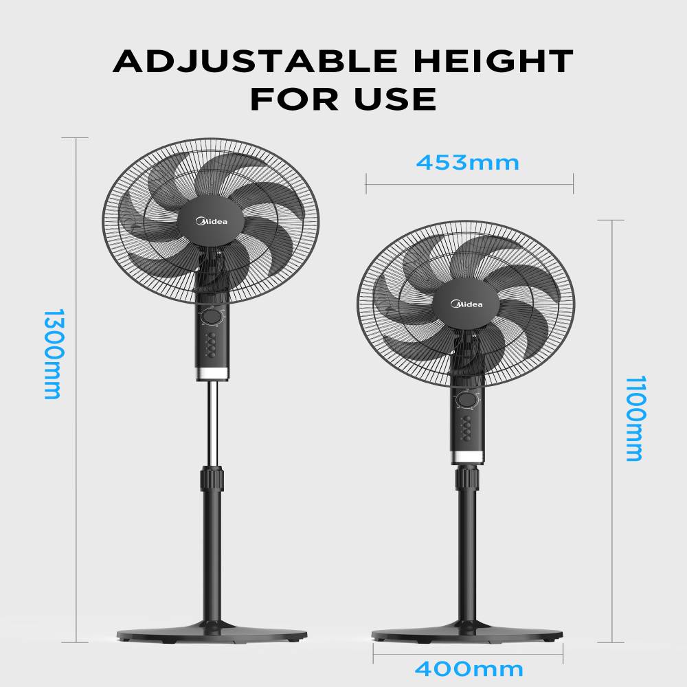 50w Pedestal Fan Adjustable Height Oscillating Standing Fan For Home Or Office