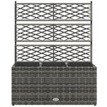 Garden Rattan Planter With Trellis Light Grey