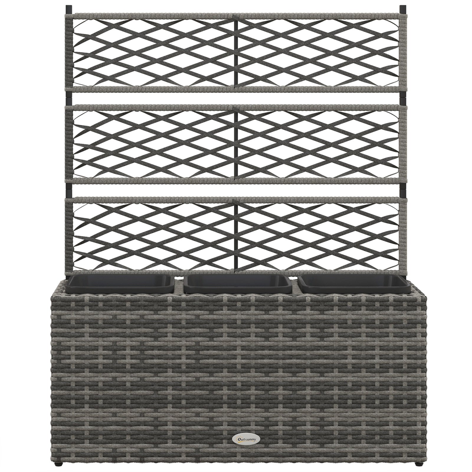 Garden Rattan Planter With Trellis Light Grey