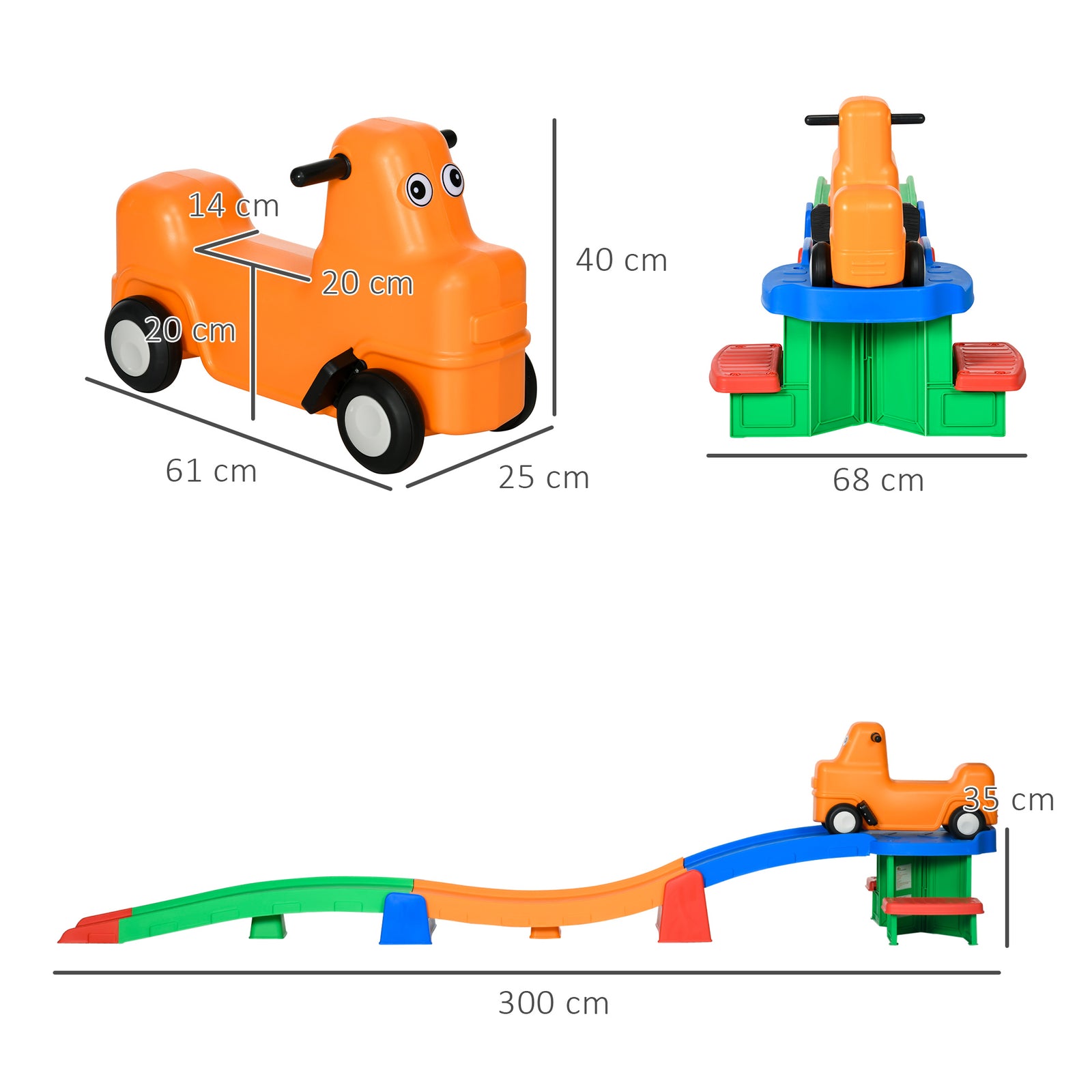 3(m) 4 Pieces Up And Down Kids Rollercoaster, For Ages 2-5 Years | Green