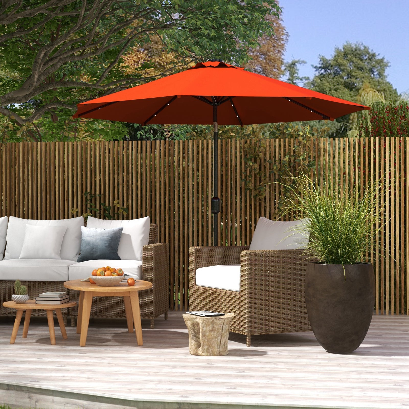 2.7m Patio Led Umbrella W/ Tilt/crank | Orange