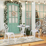 3 Piece Patio Bistro Set, Aluminium Garden Table And Chairs | White