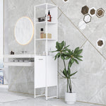 HOMCOM Tall Bathroom Cabinet With 3 Open Shelves Adjustable Shelf