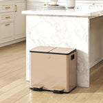 2 X 15l Dual Kitchen Bin Pedal Bin For Recycling And Waste | Gold