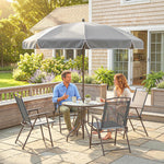Garden Dining Set, Patio Sets With Tempered Glass Table | Grey