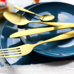 Cutlery Sets Brushed Gold Ss Light Spoon Fork 24 Piece Set