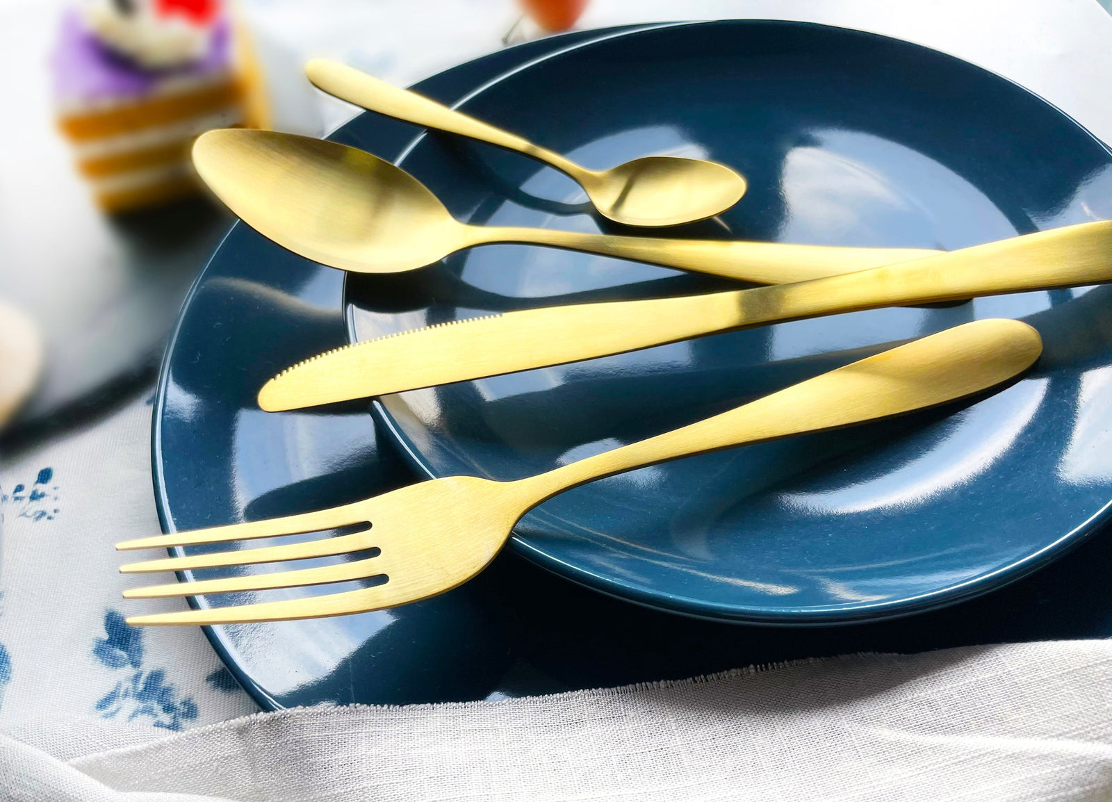 Cutlery Sets Brushed Gold Ss Light Spoon Fork 24 Piece Set