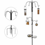 Pawhut Bird Feeding Station Kit Wild Bird Feeder Pole W/ 6 Hooks 4 Prong Bases