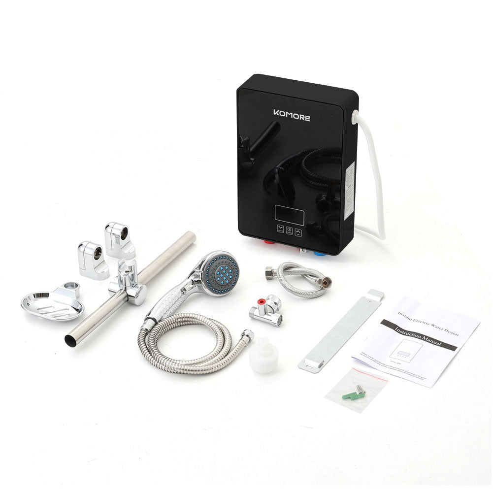 6kw Black Instant Electric Water Heater – Touch Control, Space-saving, Safe & Efficient With Shower Kit