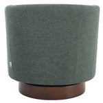Modern Swivel Accent Chair With Linen Upholstery, Barrel Back Design, 360° Rotating Base, Foam Cushioned Seat & Wooden Frame
