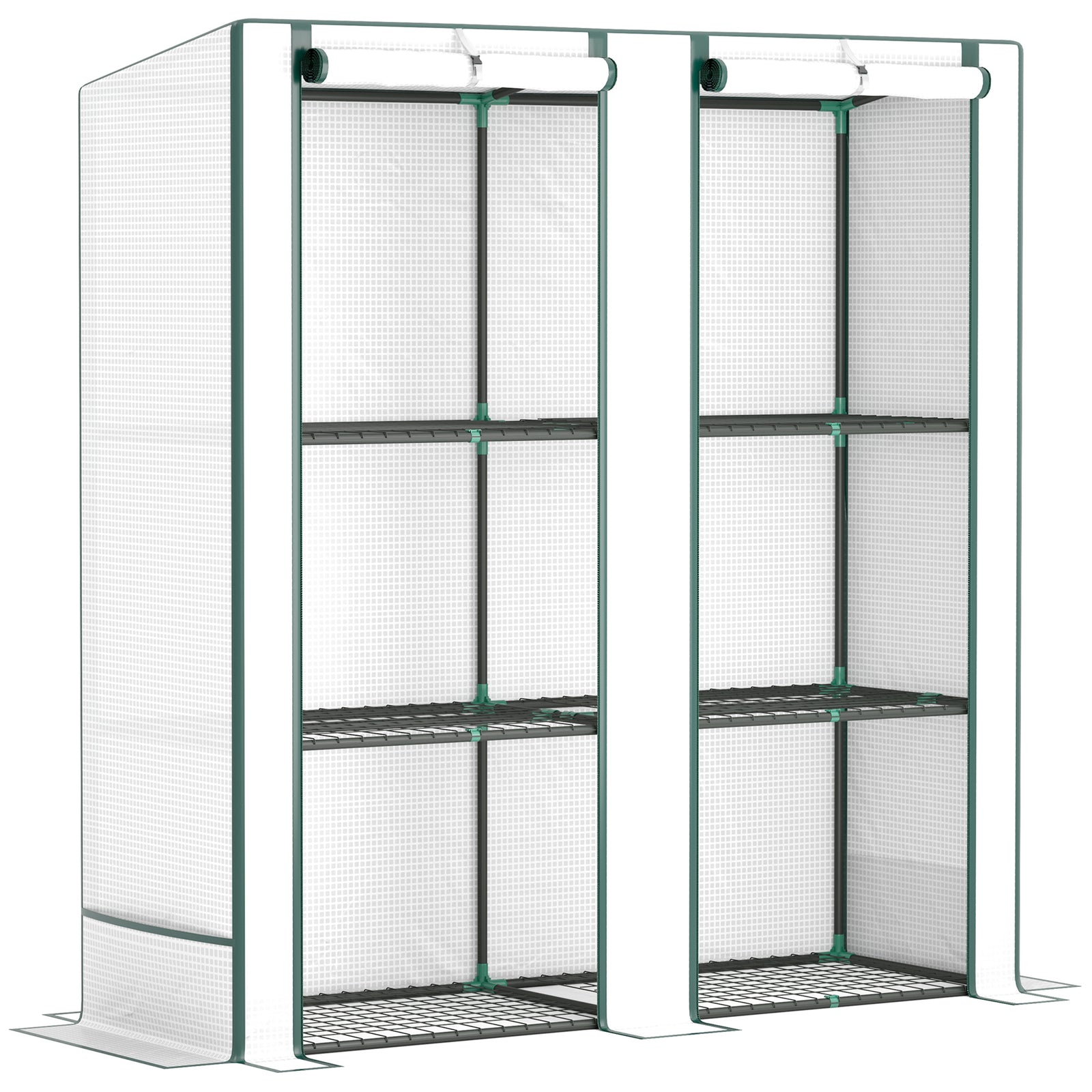 3 Tier Lean-to Mini Greenhouse W/  Hemmed Edging | Green