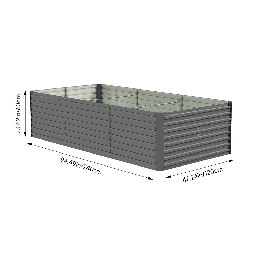 Rectangular Raised Garden Bed – Durable Steel Planter With Safe Edges, 240cm W X 120cm D X 60cm H, Spacious Vegetable Growing Area