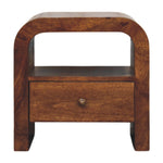 Solid Wood Darcy Chestnut Nightstand, 1 Drawer And Open Shelf, Dark Brown | Dark Brown