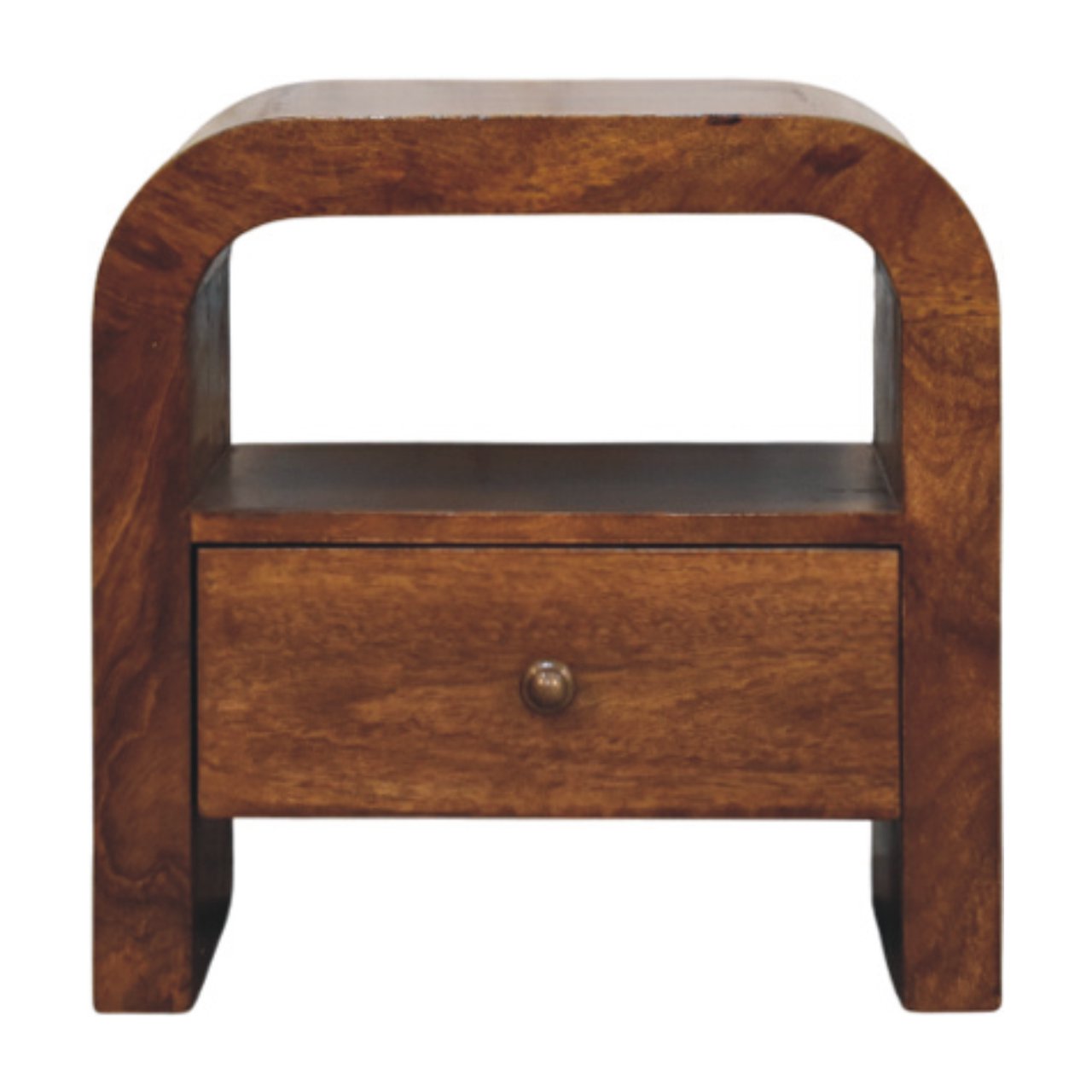 Solid Wood Darcy Chestnut Nightstand, 1 Drawer And Open Shelf, Dark Brown | Dark Brown