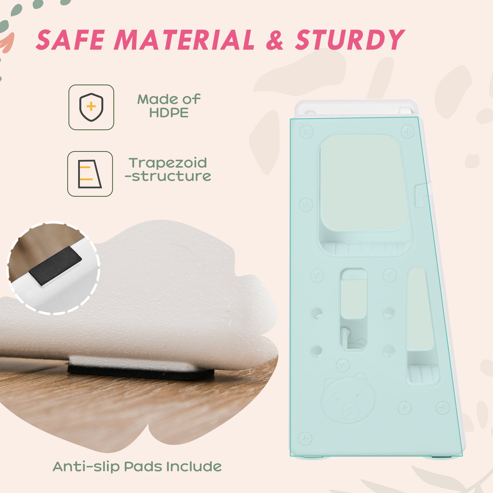 Step Stool, Adjustable Standing Platform, Toddler Kitchen Stool | White